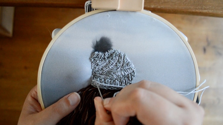 Stitching Hat on Printed Fabric